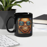 Serene Sanctuary IV Black Glossy Mug front view.